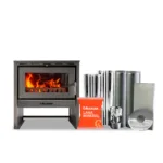 Estufa a Leña C/Lenta Bávara Gris con Kit 6″