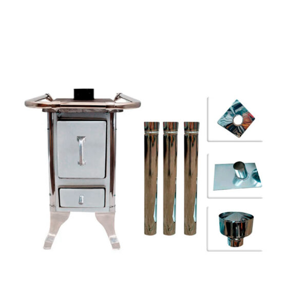 Cocina Leña Blanca 1 Plato + Kit INOX