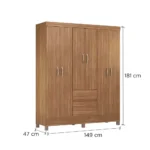 Closet Amendola 6 Puertas 2 Cajones 149x47x181 - Imagen 4