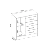 Comoda Montevideo 1 puerta 4 Cajones - Imagen 6