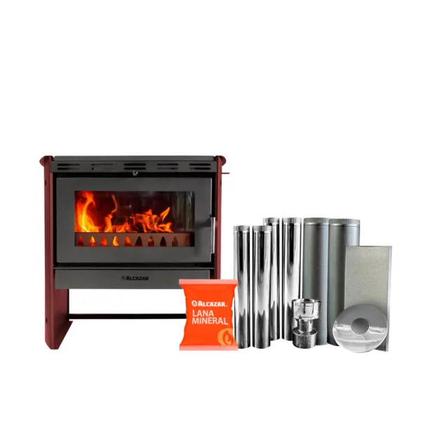 Estufa a Leña  Tirolesa Burdeo con Kit de 6"