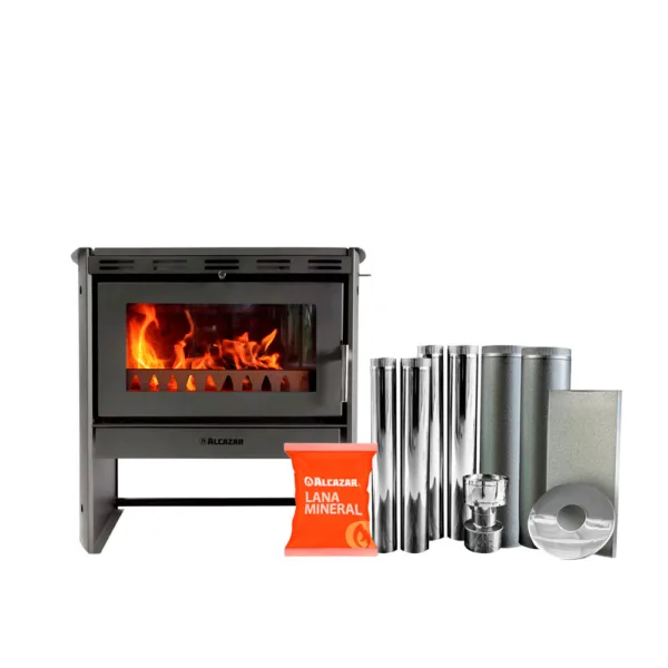 Estufa a Leña  Tirolesa Gris con Kit de 6"