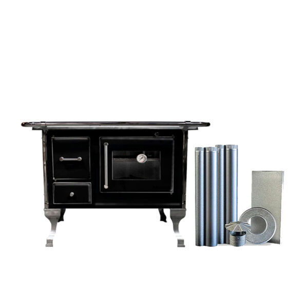 Cocina a Leña 4P Villarica 70 con Kit 5″ Negra