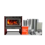 Estufa a Leña C/Lenta Bávara Burdeo con Kit 6"