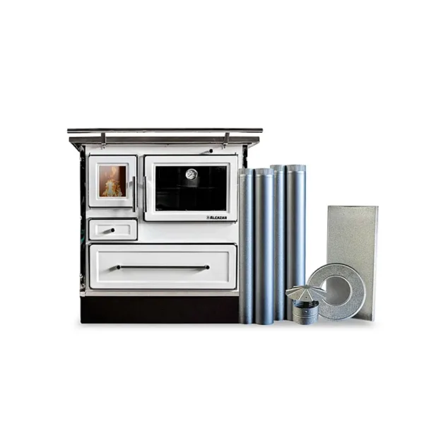 Cocina a Leña Calbuco MZ 90 Blanca + Kit  6"