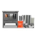 Cocina a Leña Combustión S900 Gris + Kit de 6"