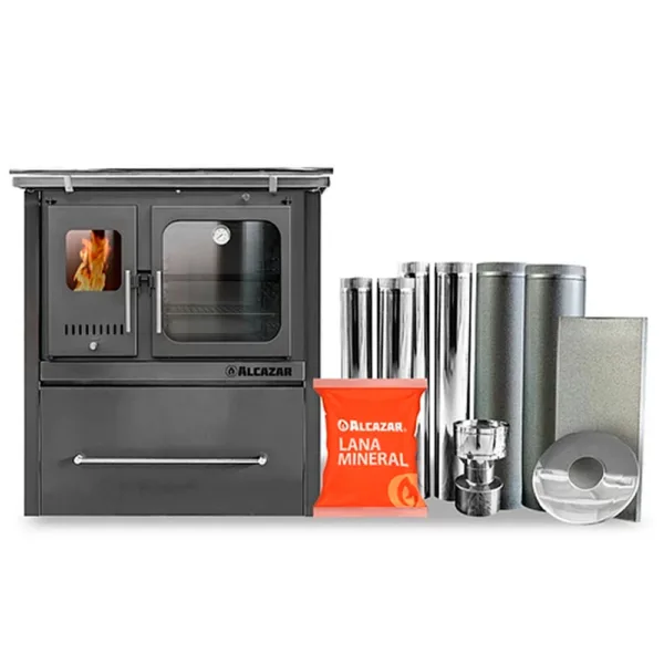 Cocina Combustión Lenta M90 Gris + Kit 6"