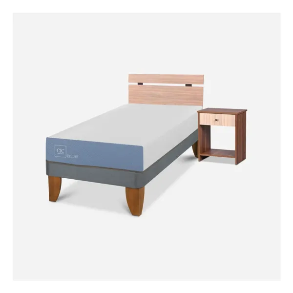 Cama Europea 1,5 P Excellence + Set Colchon +Respaldo+Velador