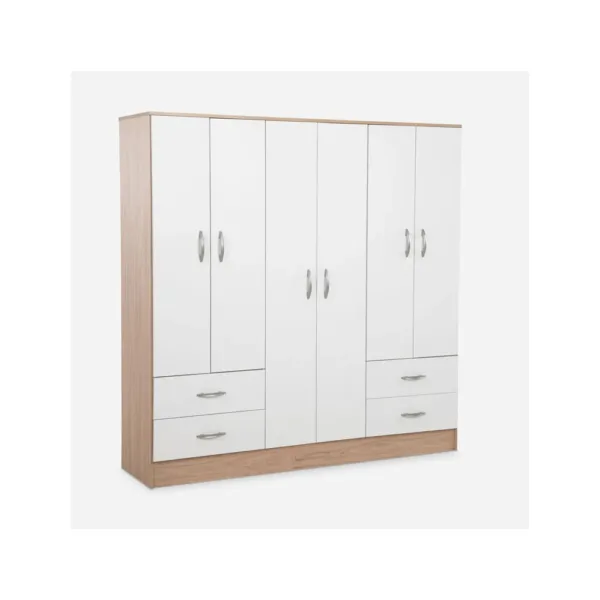 Clóset Maipo 6 Puertas 4 Cajones Olmo Blanco
