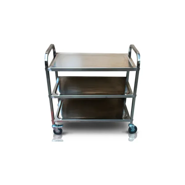 CARRO SERVICIO MULTIUSO 3 BANDEJAS ACERO 90 CM