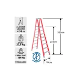 ESCALERA FIBRA VIDRIO TIJERA PLATAFORMA 8 PELD - Imagen 2
